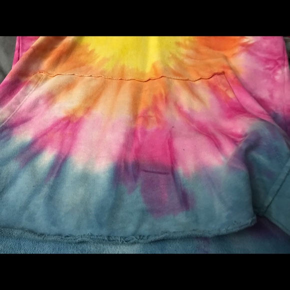 Tie dye short sleeve cozy hoodie sweater - Picture 4 of 4
